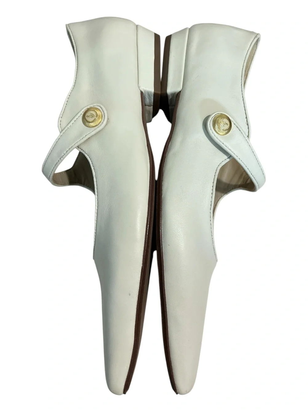 Sam Edelman Womens Jene Leather Pointed Toe Mary Janes Size 10 Ivory White